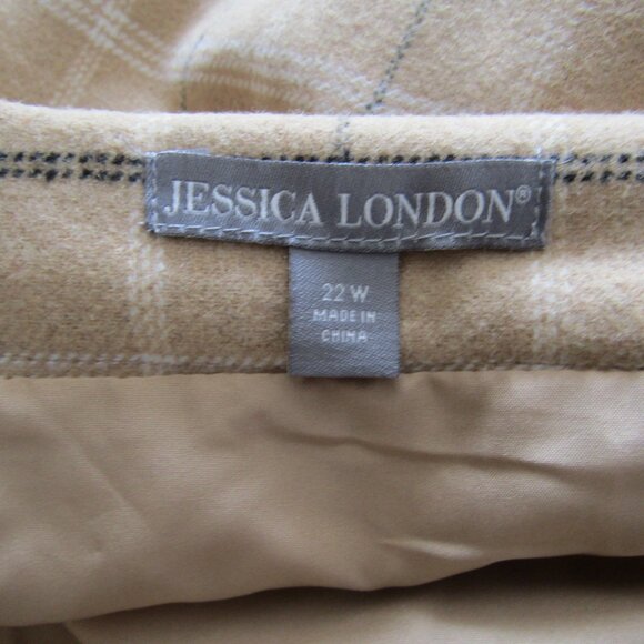 Jessica London Flannel Plaid Midi Skirt 22W Cream Winter Classic Cozy Cabincore - Picture 10 of 11